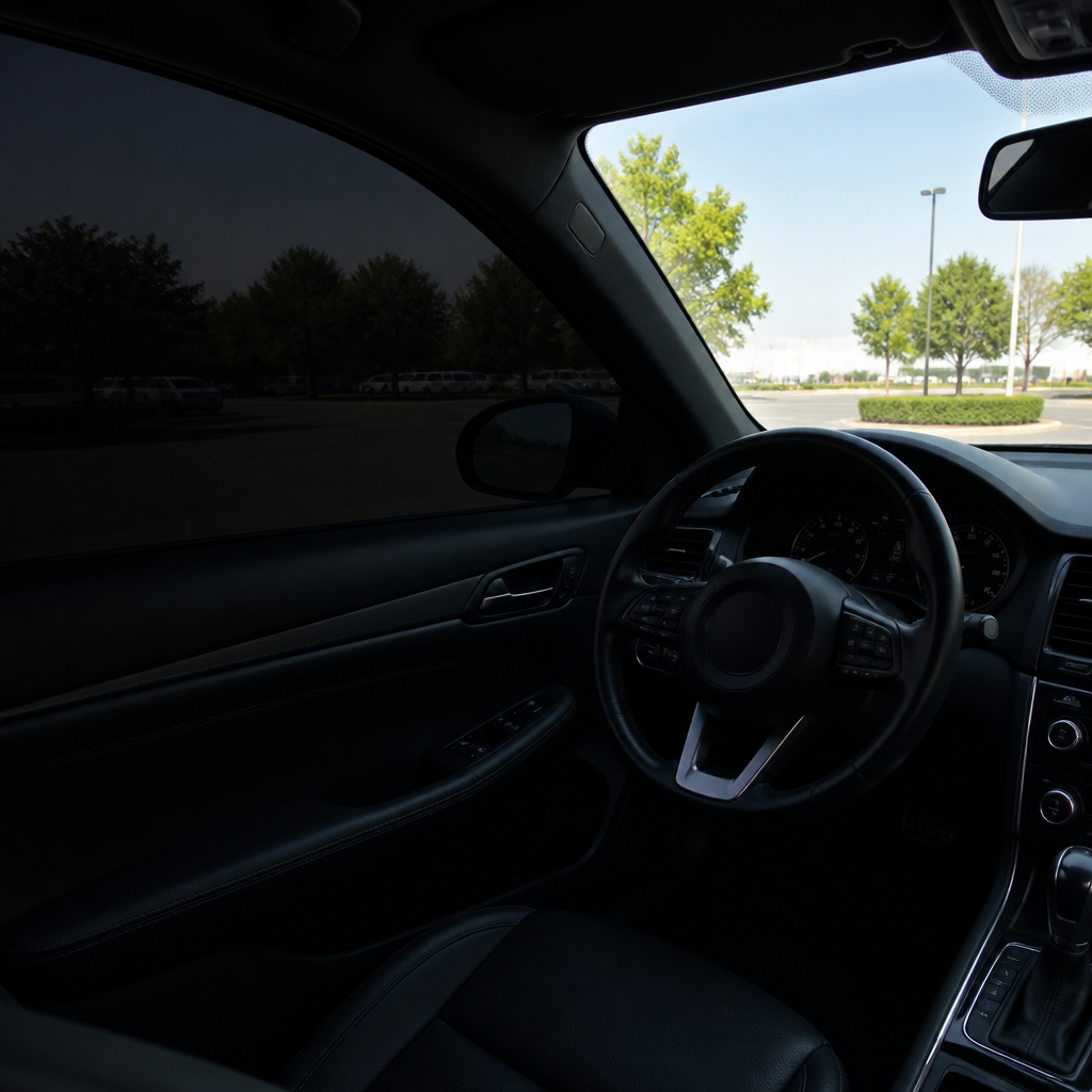 Interior view through dark tint