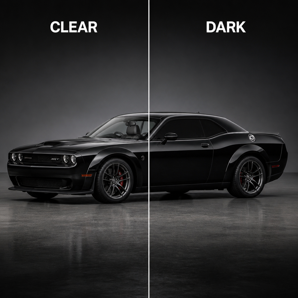 Before and after - clear vs dark tint